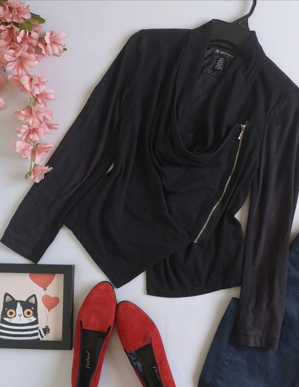 Chaqueta tela suave con zipper