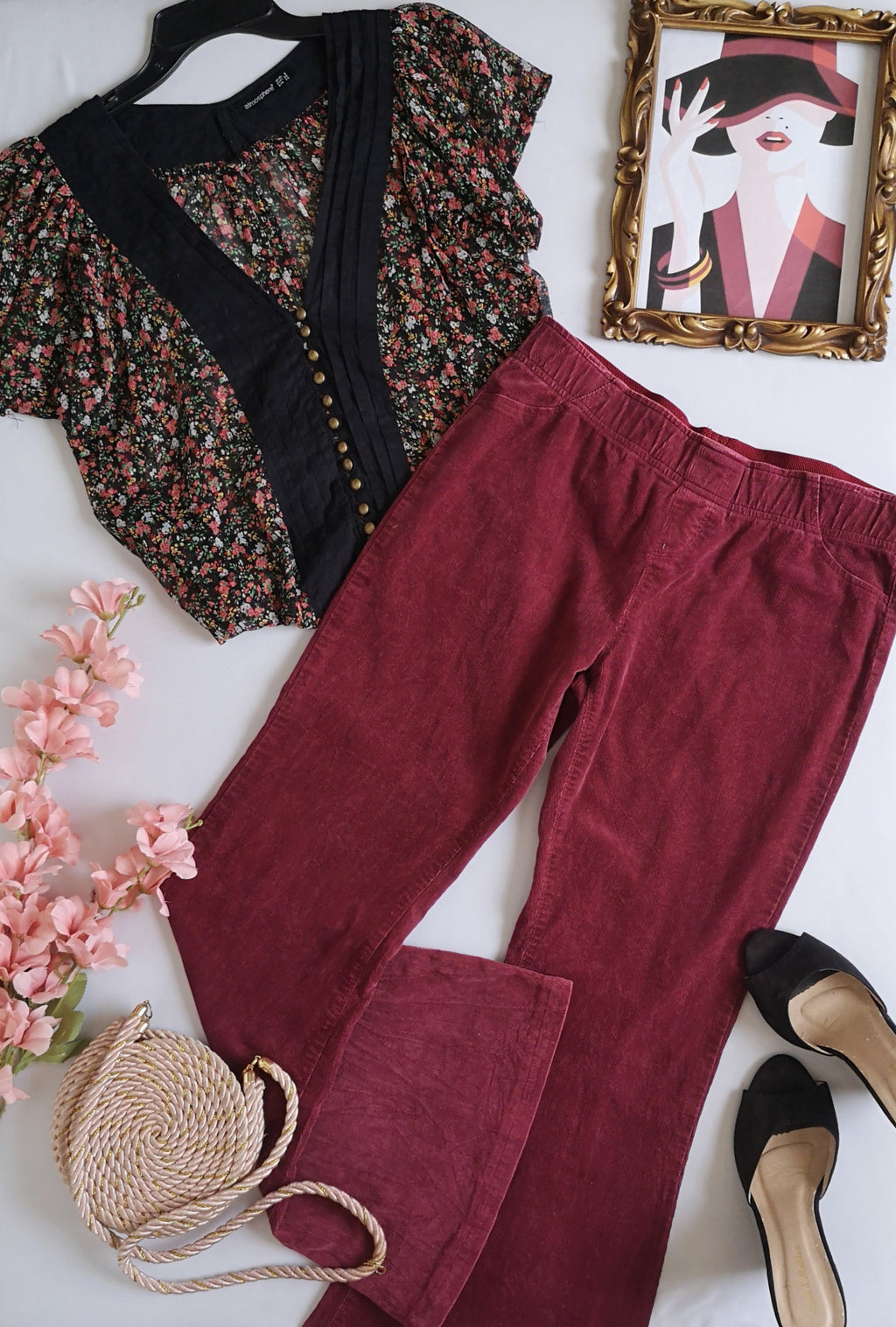 Blusa corta de chifon con pantalón Campana ⚓