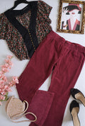 Blusa corta de chifon con pantalón Campana ⚓