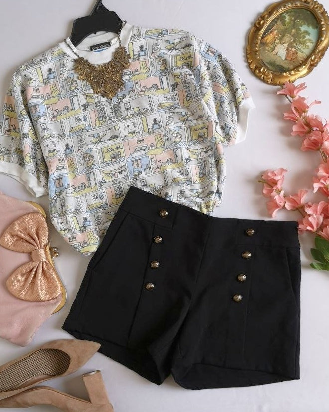 Short con botones adelante y blusa 💙
