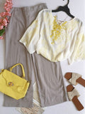 Blusa bordada con Palazzo con bolsas