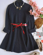 Vestido tejido campana abajo incluye cincho