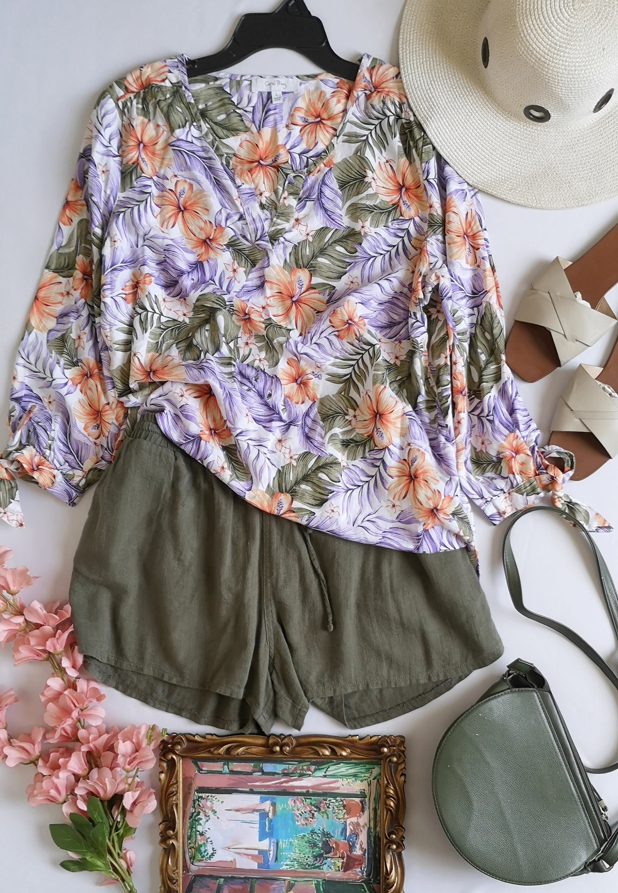 Blusa de lino y short con bolsas