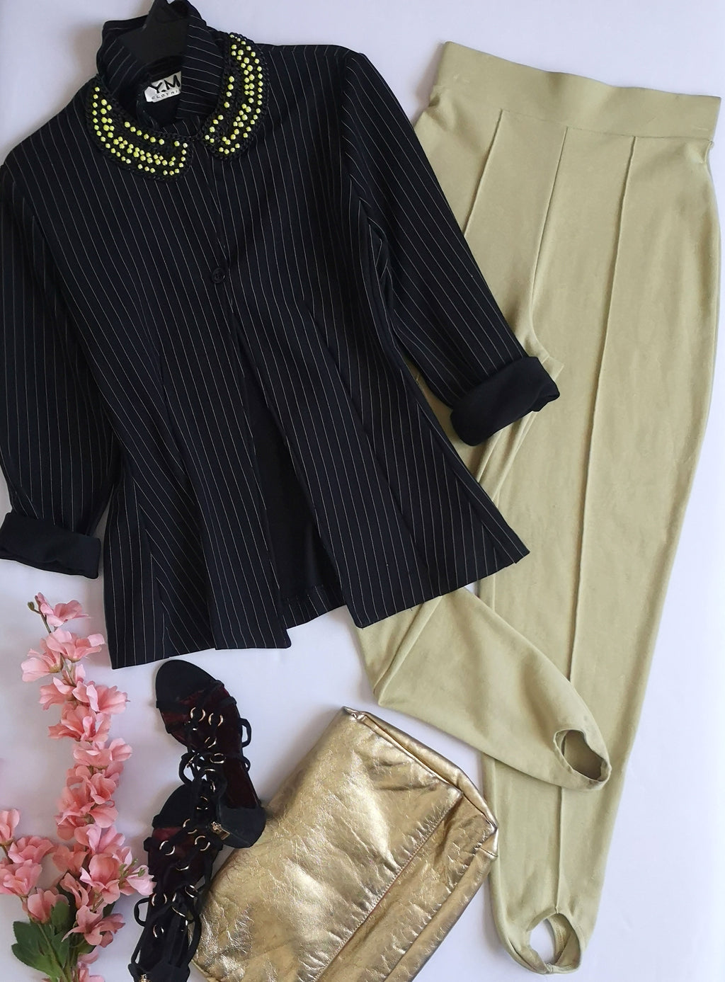 Blazer tela suave con pantalón cintura alta