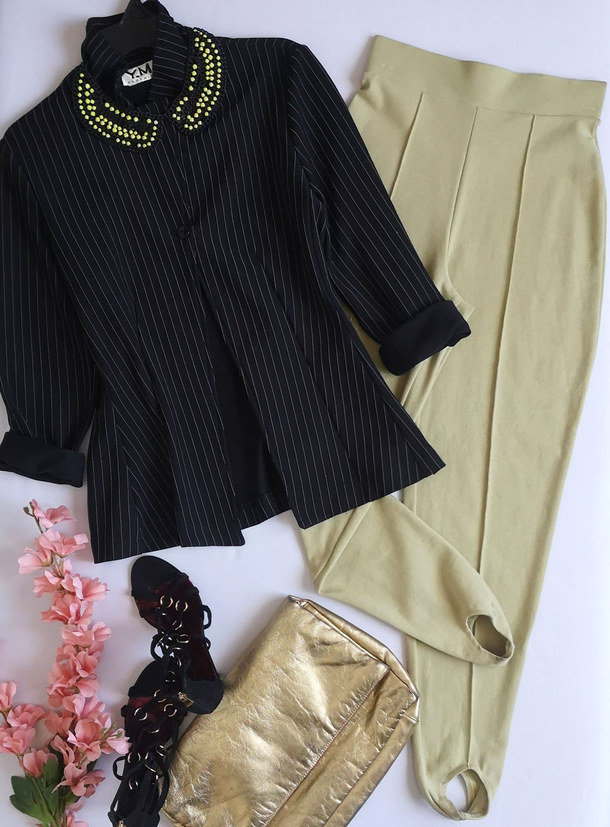 Blazer tela suave con pantalón cintura alta