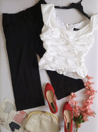 Blusa con zipper atrás y pantalón tipo Culotte