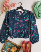 Blusa de chifón corrugada de arriba