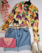 Blusa manga larga con falda de algodón