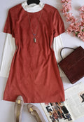 Vestido piel de durazno con zipper atrás