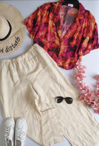Pantalón de lino con blusa corta ⚓