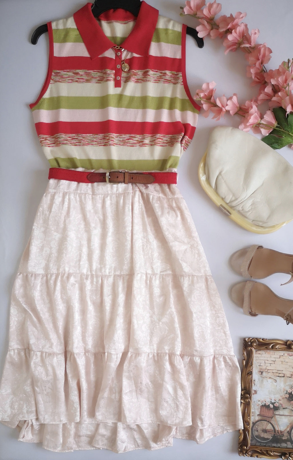 Blusa de seda con falda midi ⚓