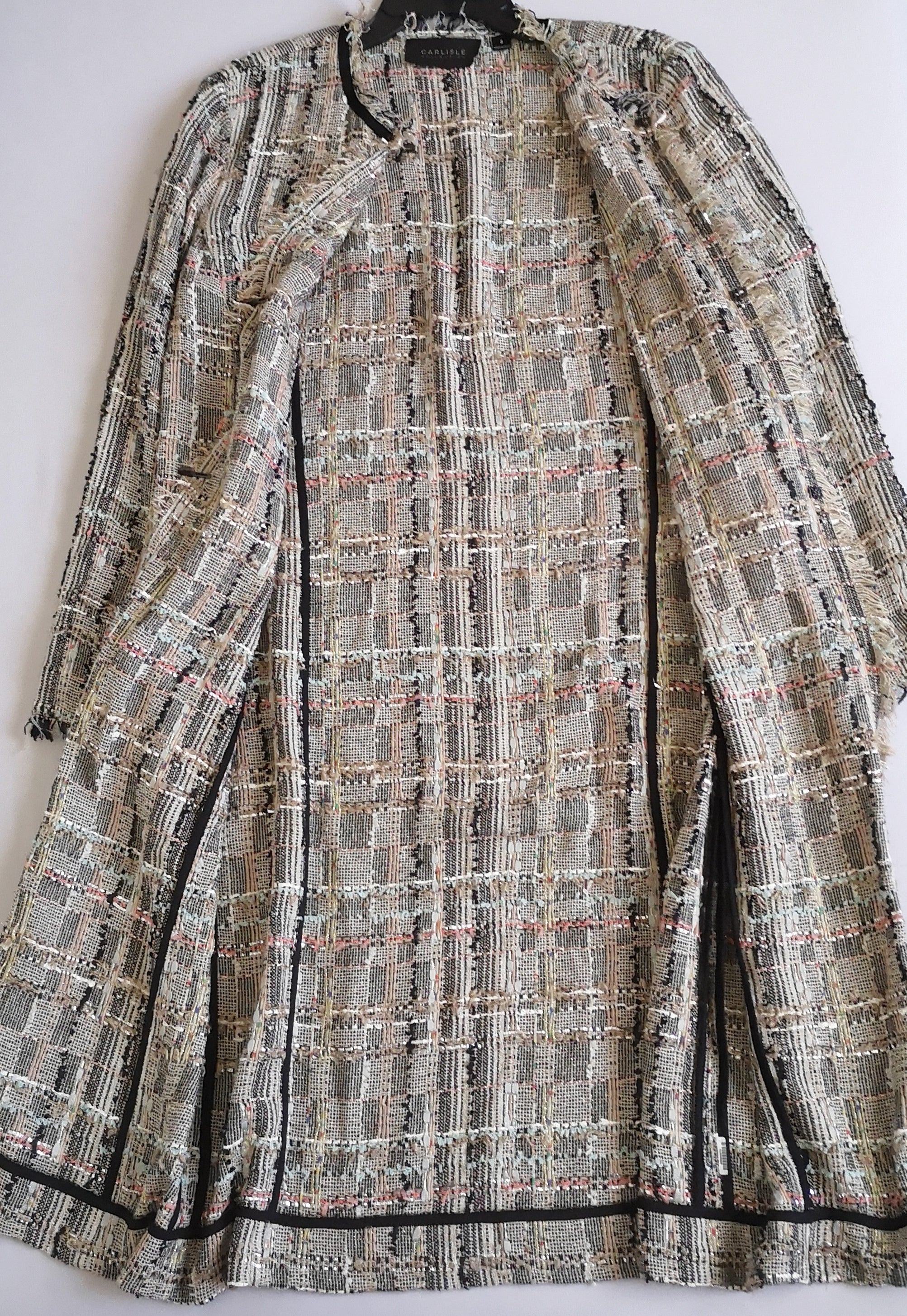 Chaqueta larga tipo tweed