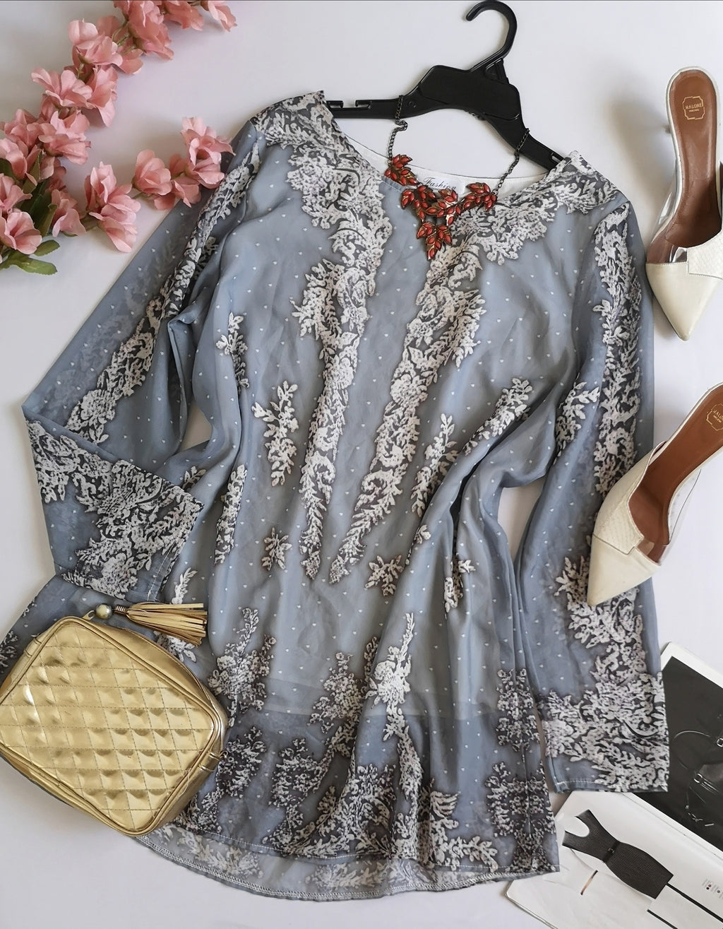 Blusa larga de chifon