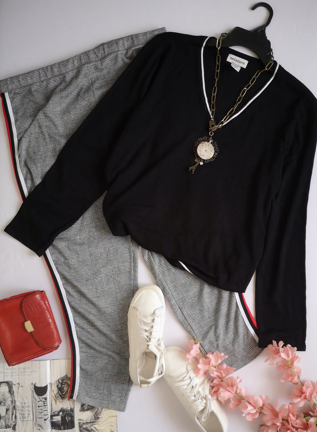Blusa cuello en V con pantalón tipo pans suave 💙