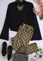 Pantalón stresh con blusa mangas Campana