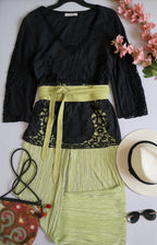 Palazzo corrugado con blusa bordada