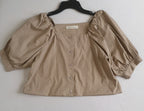 Blusa corta mangas bombachas con short de lino