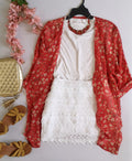Kimono de chifon con falda de encaje ⚓