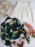 Blusa con olanes y falda de algodón ❤️