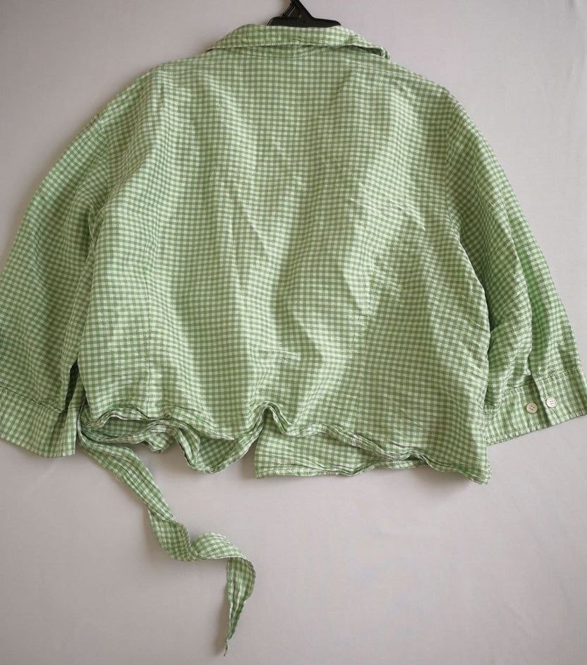 Blusa traslapada de seda  con pantalón cintura alta ⚓