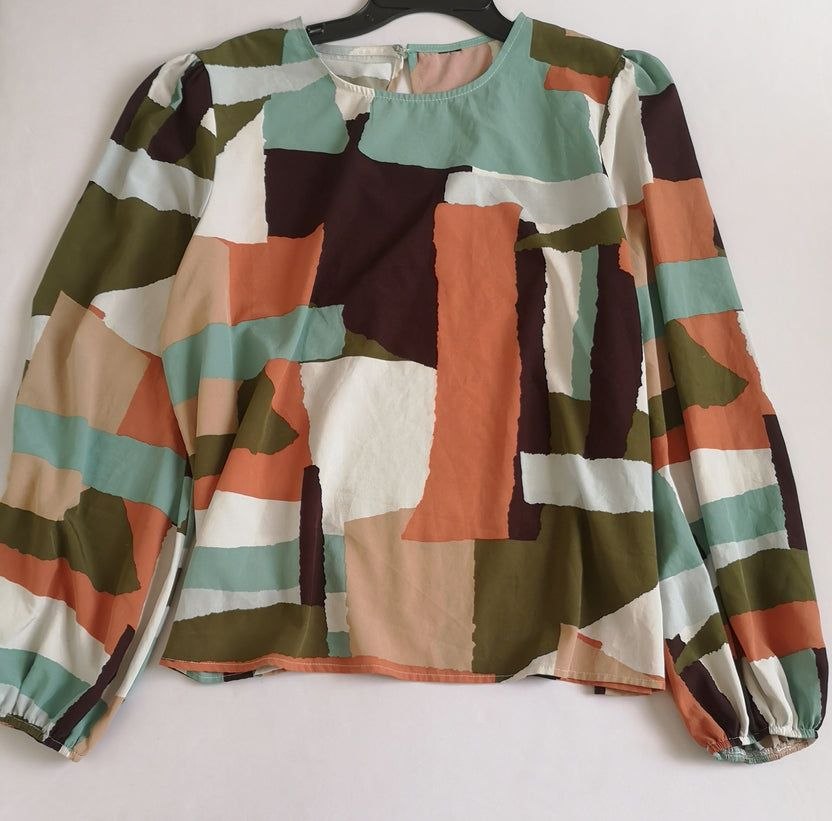 Blusa mangas bombachas con pantalón piel de durazno