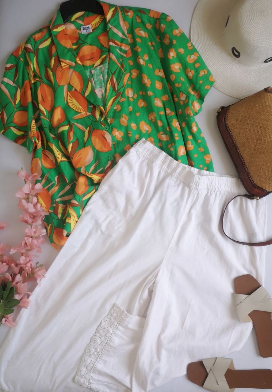 Pantalón de algodón con blusa manga corta ⚓