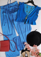 Palazzo tipo seda y Crop top