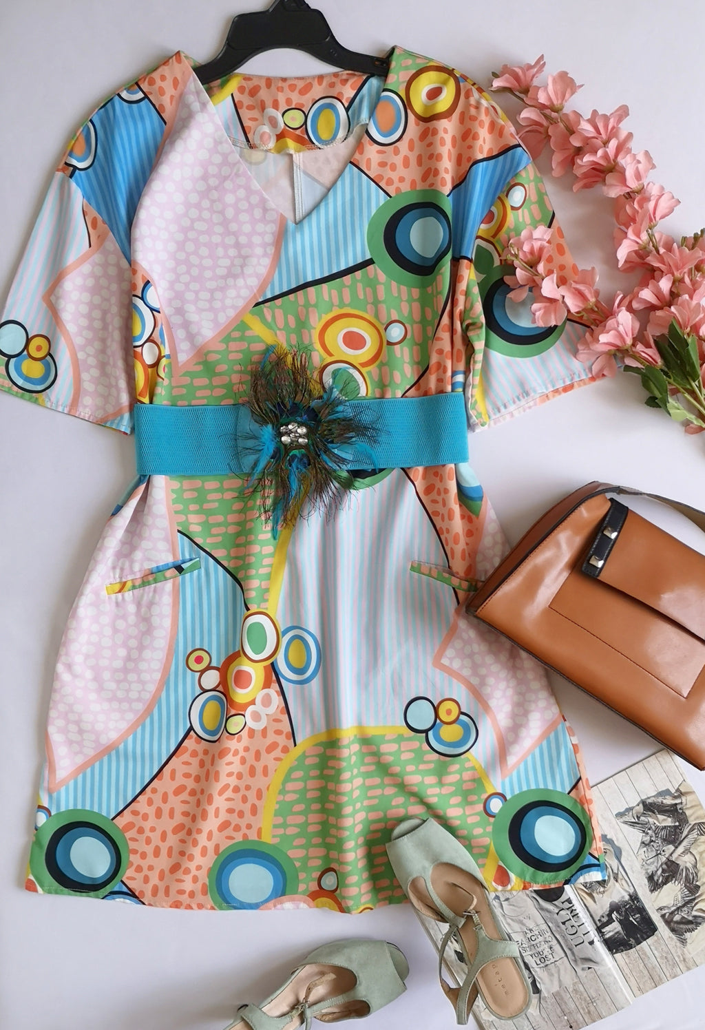 Vestido corte recto con bolsas incluye cincho ❤️