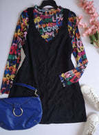 Vestido corte A con blusa de tul