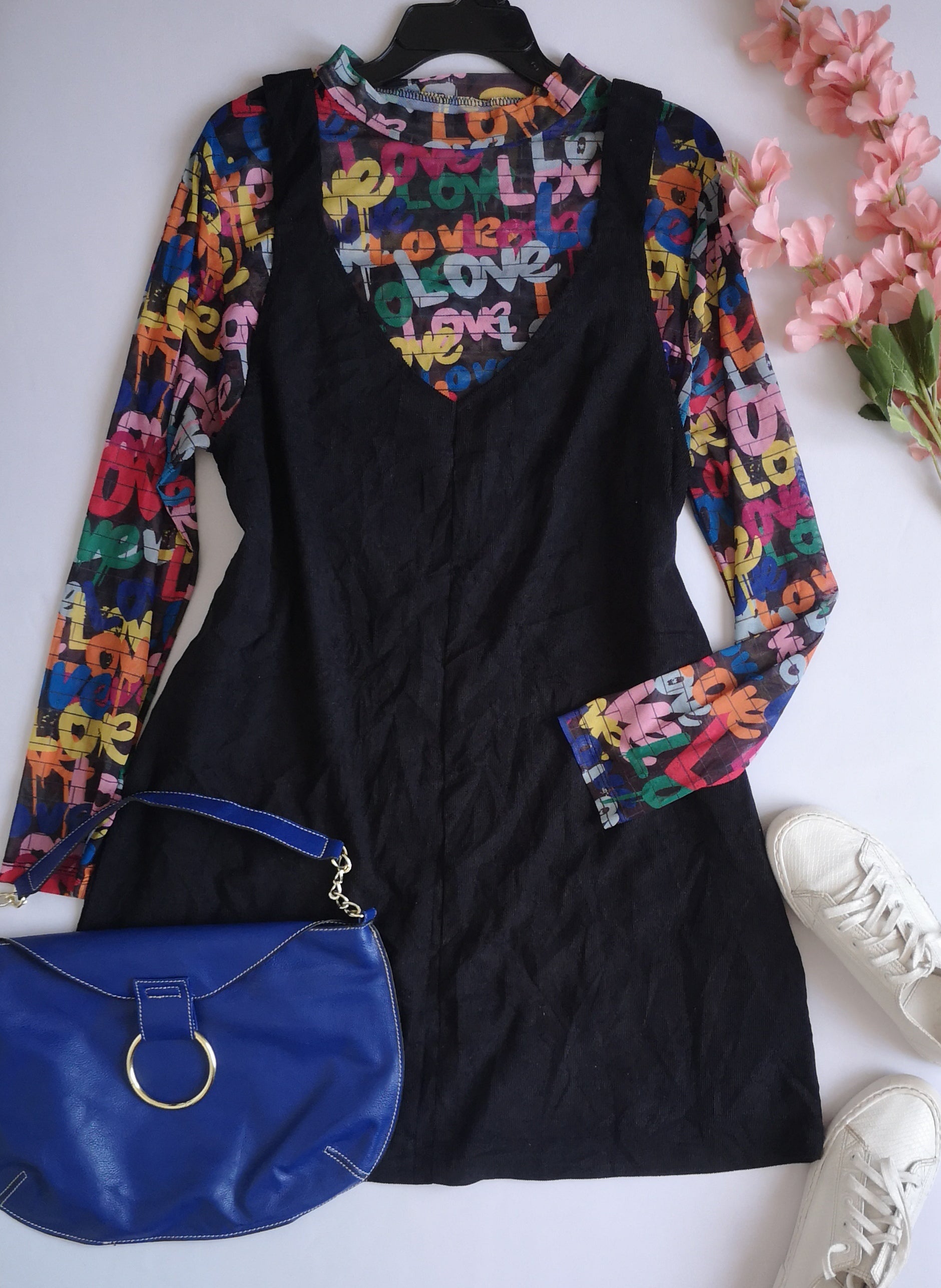 Vestido corte A con blusa de tul
