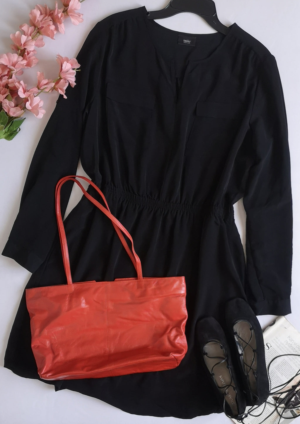 Vestido manga larga incluye cartera