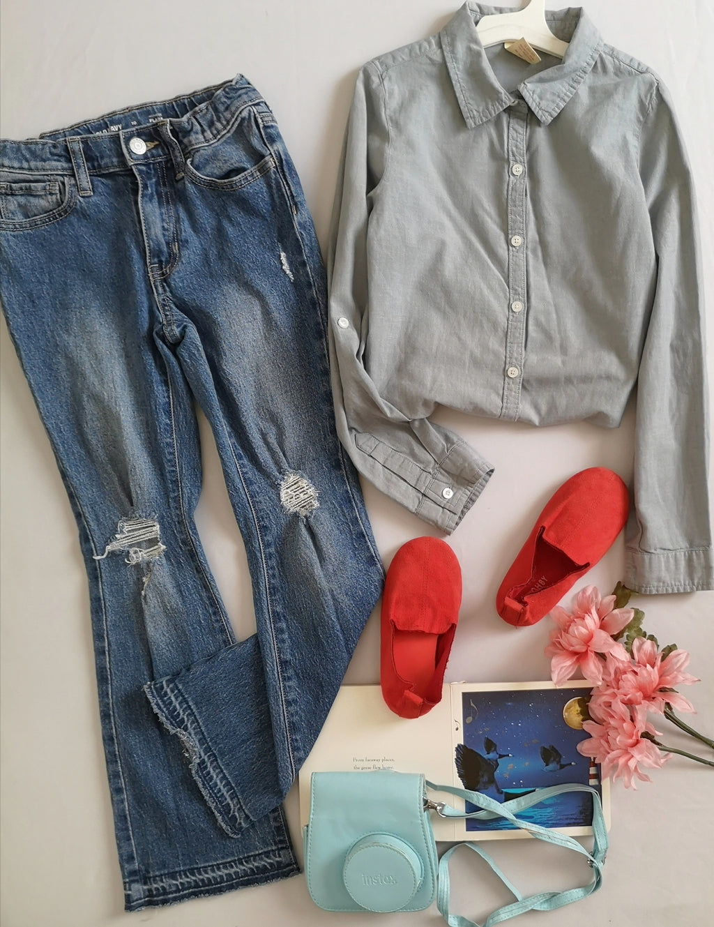 Jeans Campana con blusa manga larga