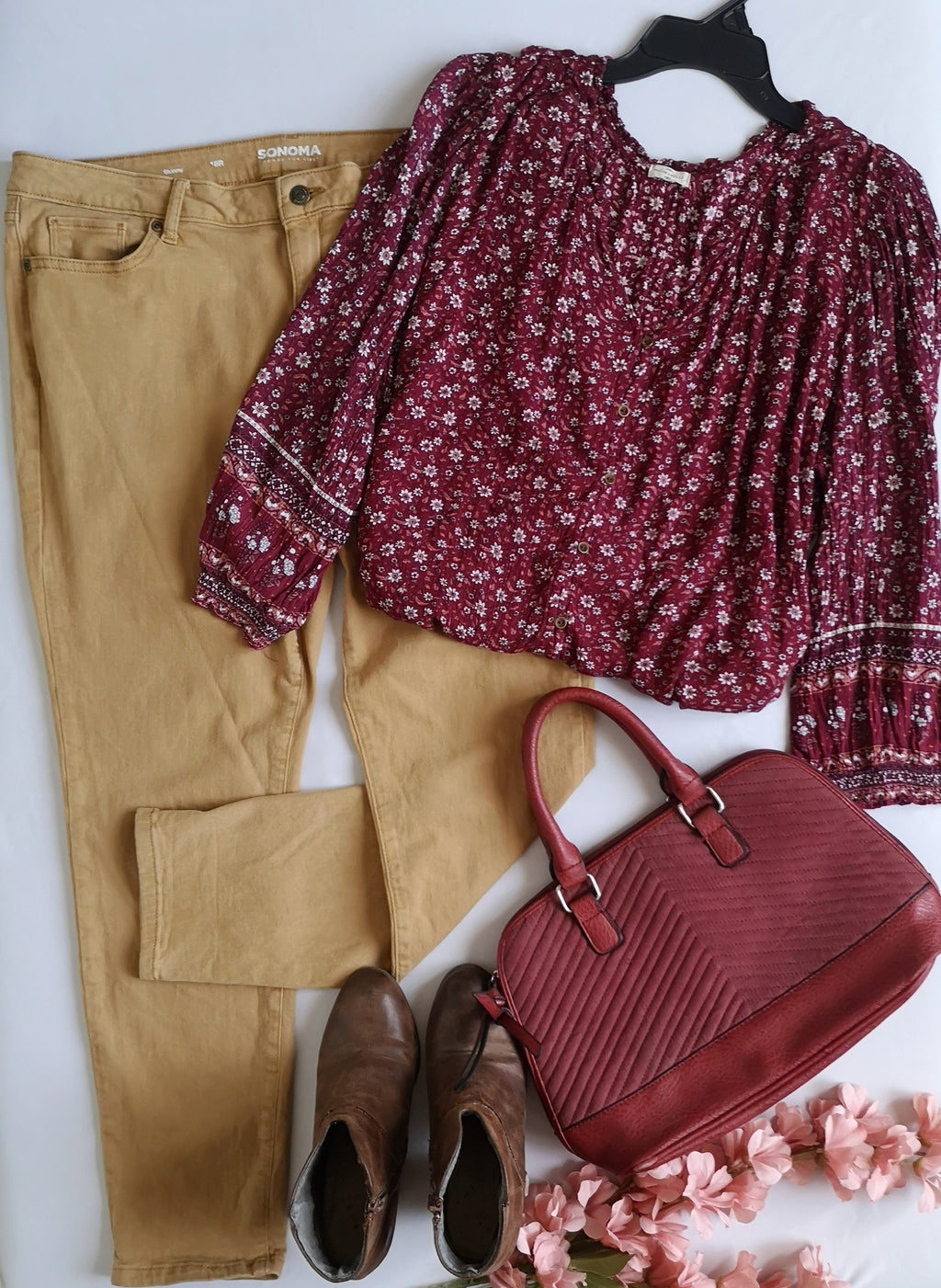 Blusa tela suave con jeans