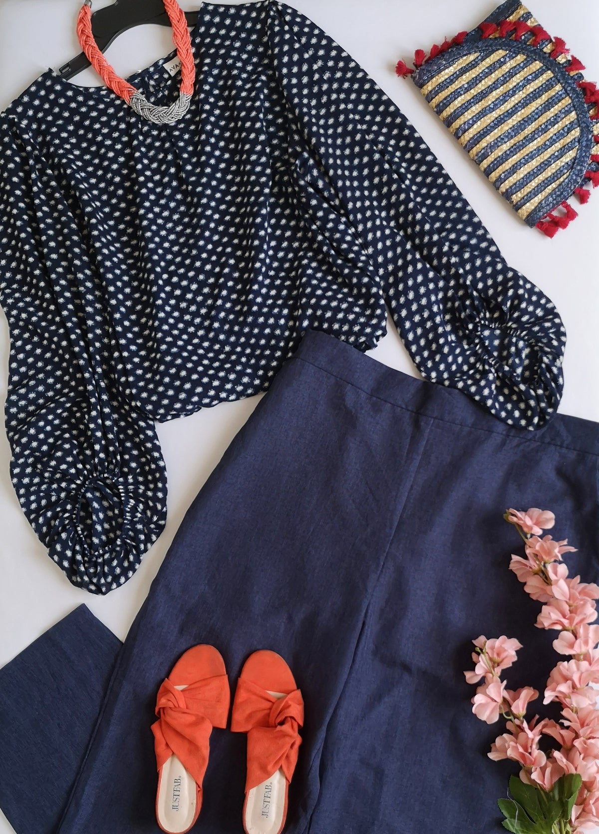 Blusa mangas bombachas y palazzo tela de vestir