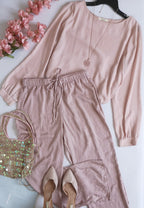 Pantalón tipo palazzo con blusa manga larga ❤️