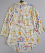 Falda de lona con blusa de lino