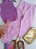 Blusa acanalada con pantalón cintura alta