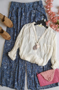 Palazzo con bolsas a los lados y blusa tela suave