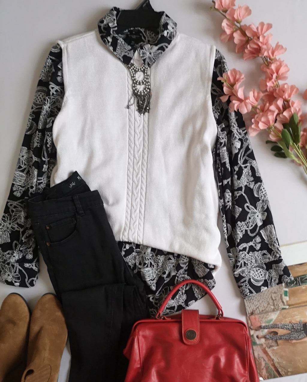 Chaleco tejido con blusa