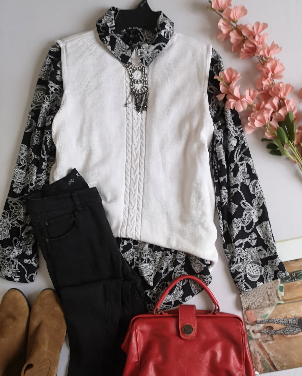 Chaleco tejido con blusa