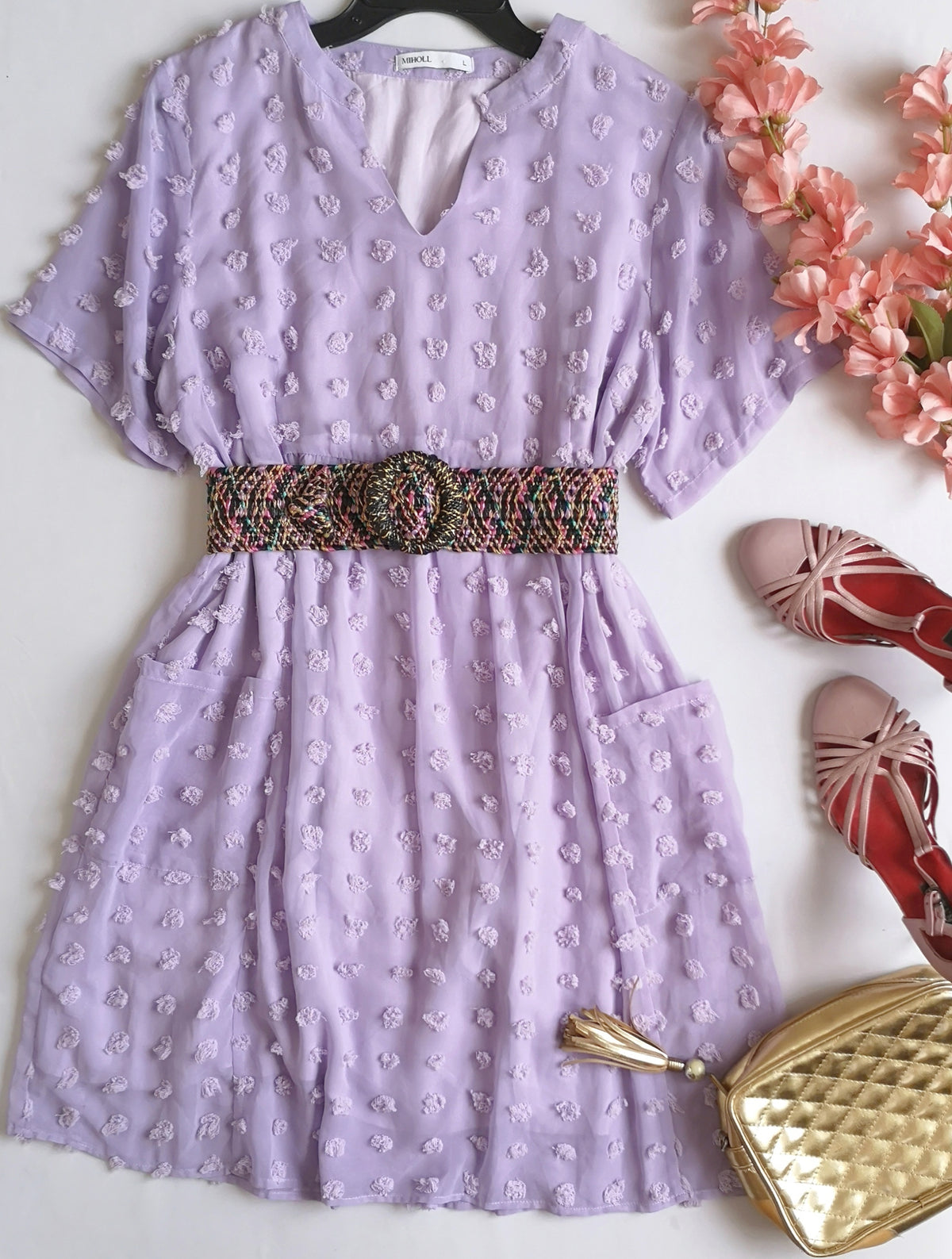 Vestido con bolsas adelante incluye cincho