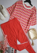 Blusa manga corta con pantalón tela suave ❤️