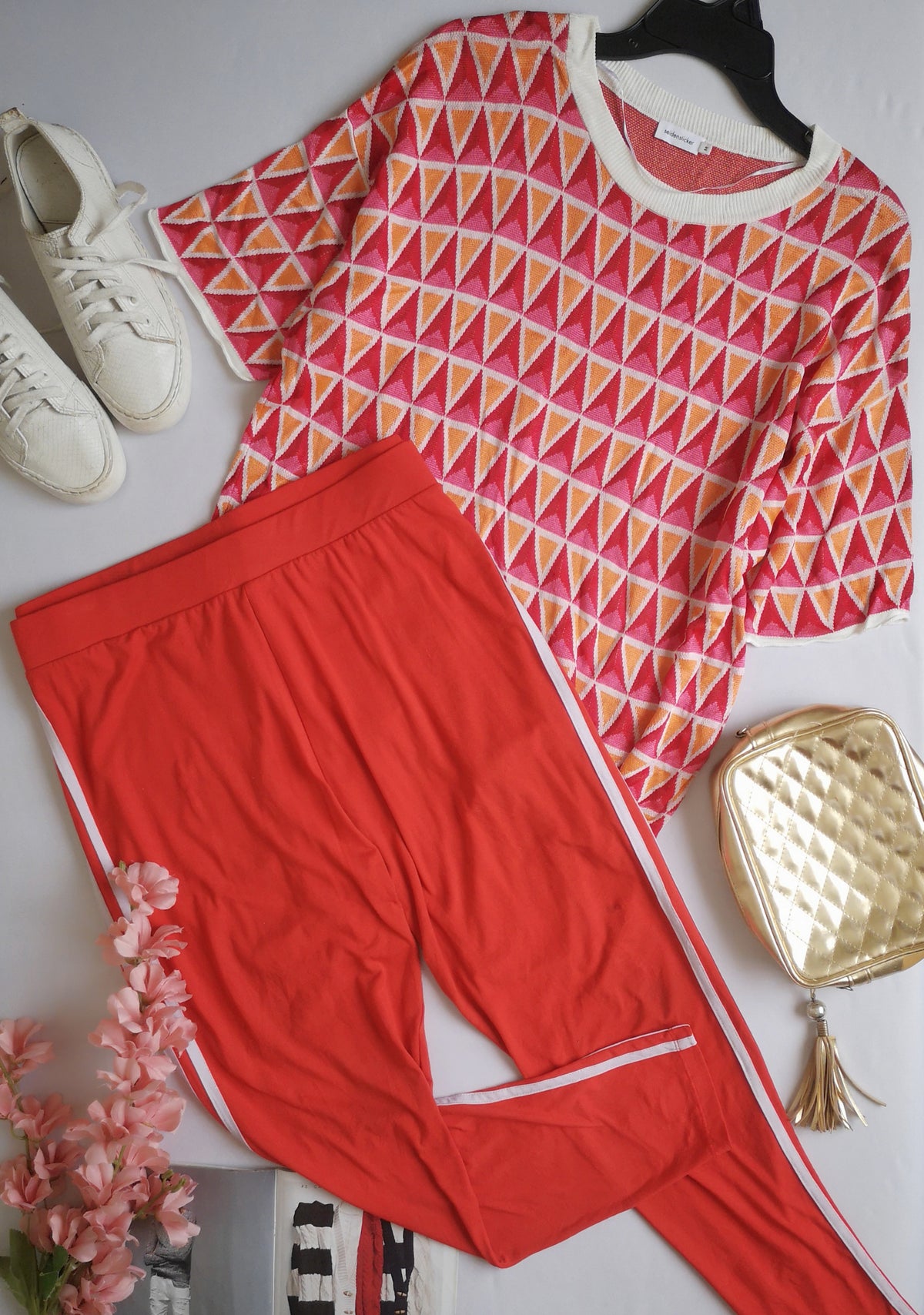 Blusa manga corta con pantalón tela suave ❤️