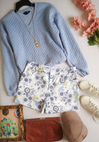 Short de algodón con blusa cuello en V ⚓
