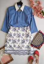 Blusa manga 3/4 con falda bordada