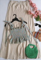 Falda larga de lino con top