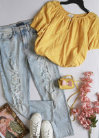 Blusa manga corta y jeans con encaje ⚓
