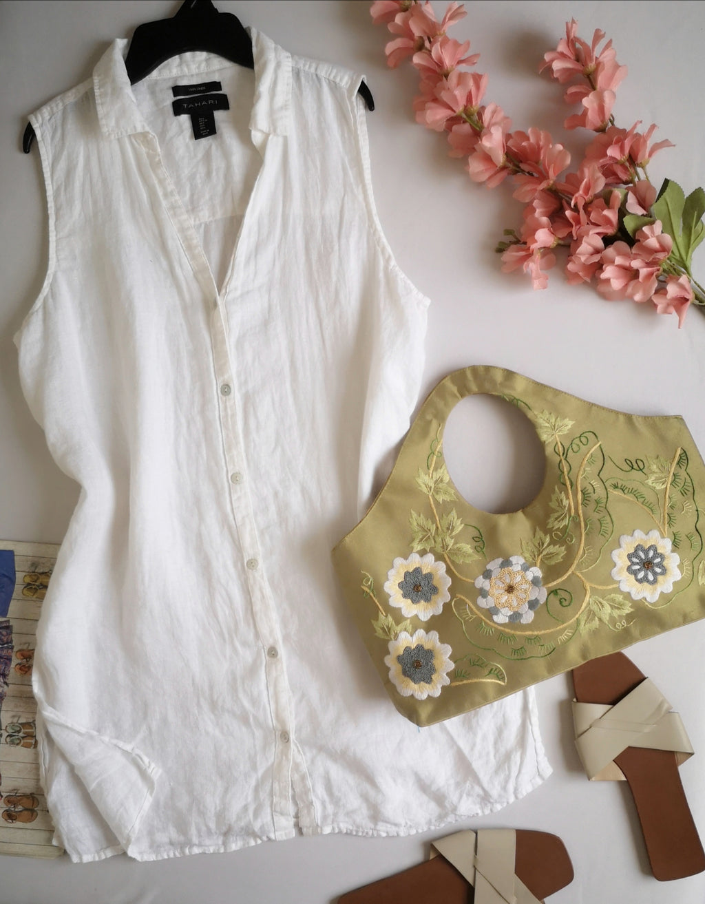 Blusa de lino larga incluye cartera