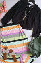 Blusa tipo boho con falda asimétrica