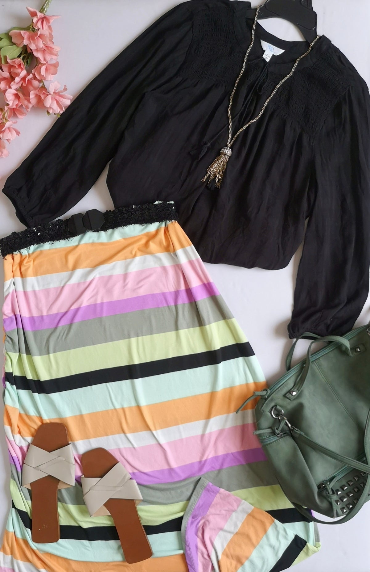 Blusa tipo boho con falda asimétrica